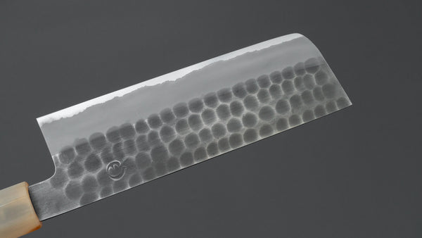 Hitohira Hinode Tsuchime White #2 Stainless Clad Nakiri 165mm Taihei Wood Handle