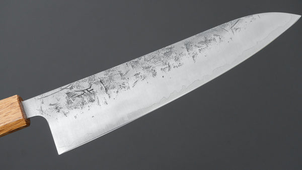 Hitohira Futana SLD Nashiji Gyuto 210mm Oak Handle