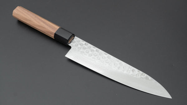 Hitohira HG Tsuchime Damascus Gyuto 180mm Walnut Handle