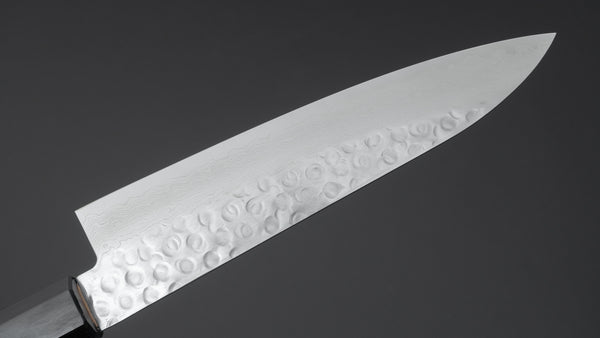 Hitohira HG Tsuchime Damascus Gyuto 180mm Walnut Handle