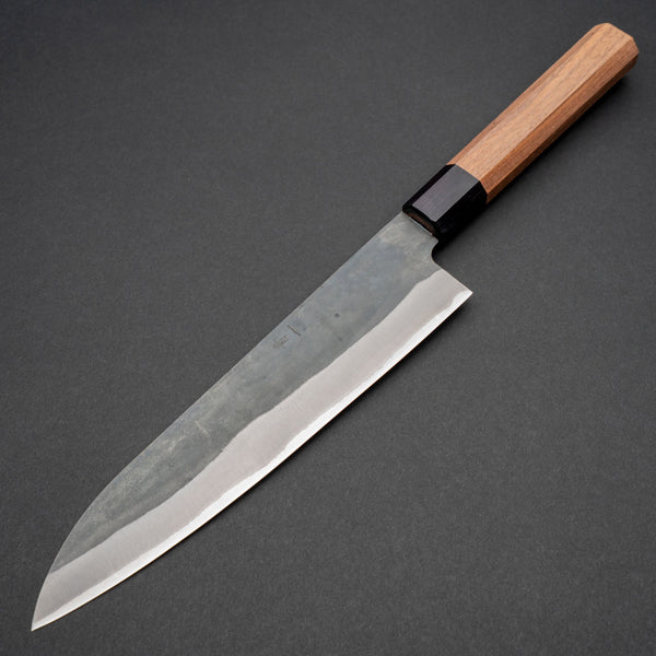 Hitohira Hizen Kurouchi Blue 1 Stainless Clad Gyuto 210mm Walnut Wood Handle - Tetogi