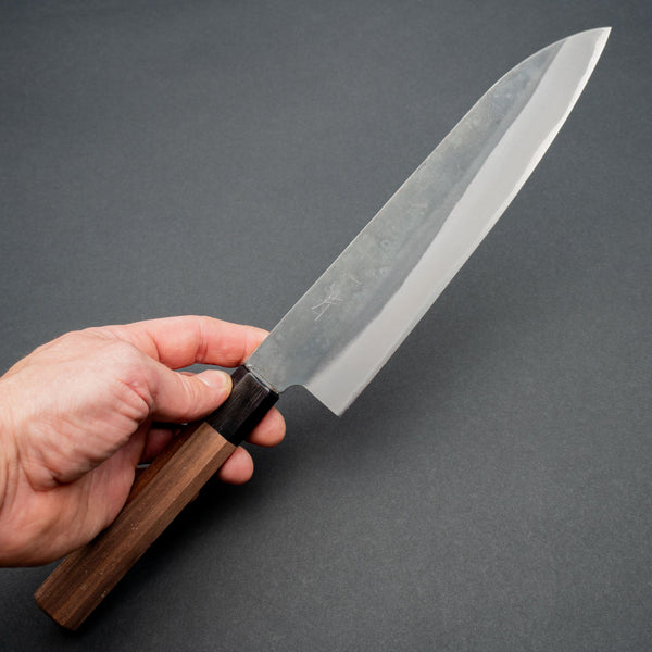 Hitohira Hizen Kurouchi Blue 1 Stainless Clad Gyuto 210mm Walnut Wood Handle - Tetogi