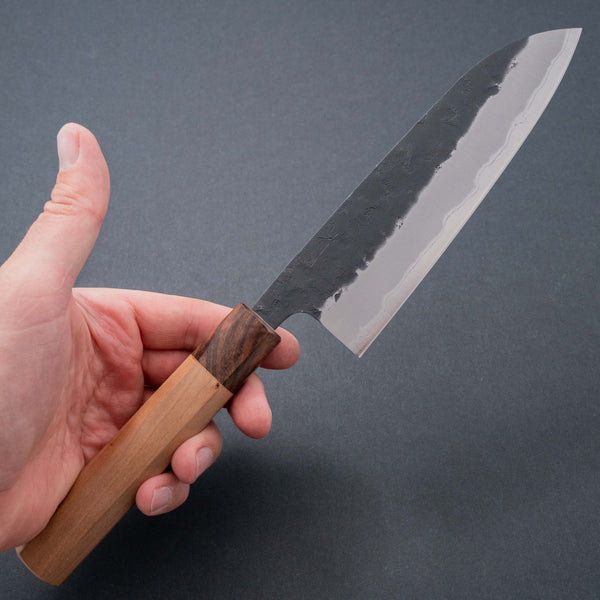 Hitohira Futana SB Kuro Nashiji Santoku 170mm Cherry Wood Handle - Tetogi
