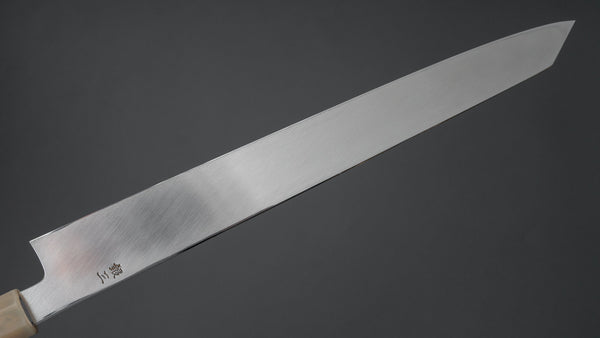 Hitohira Kikuchiyo Mosuke Silver #3 Kiritsuke Yanagiba 300mm Ebony Handle (Saya) - Tetogi