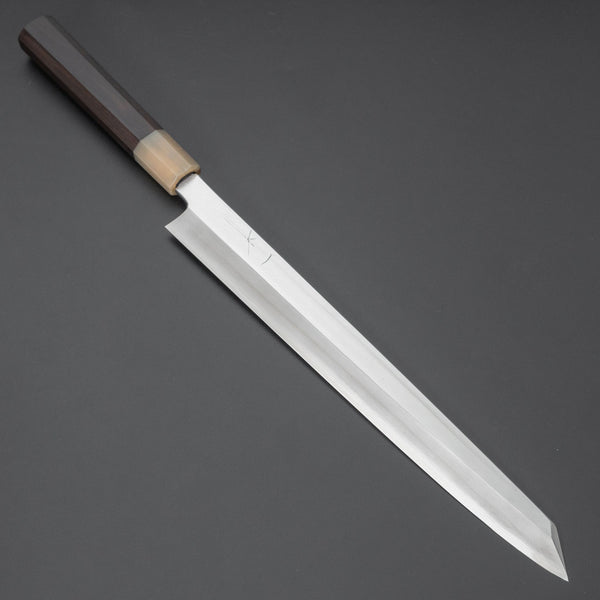Hitohira Kikuchiyo Mosuke Silver #3 Kiritsuke Yanagiba 300mm Ebony Handle (Saya) - Tetogi