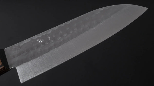 Hitohira NM Tsuchime Santoku 130mm Pakka Handle (No Bolster/ Brown) - Tetogi