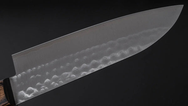 Hitohira NM Tsuchime Santoku 130mm Pakka Handle (No Bolster/ Brown) - Tetogi