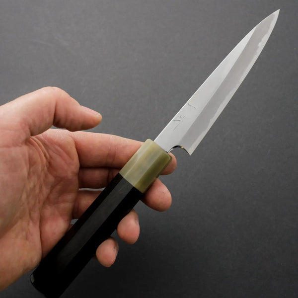 Hitohira Tanaka Kyuzo Blue #1 Migaki Petty 120mm Taihei Ebony Handle (Old shape and stamp) - Tetogi