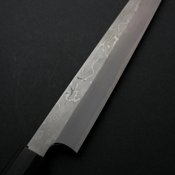 Hitohira Togashi White #1 Damascus Yanagiba 300mm Ebony Handle (Saya) - Tetogi