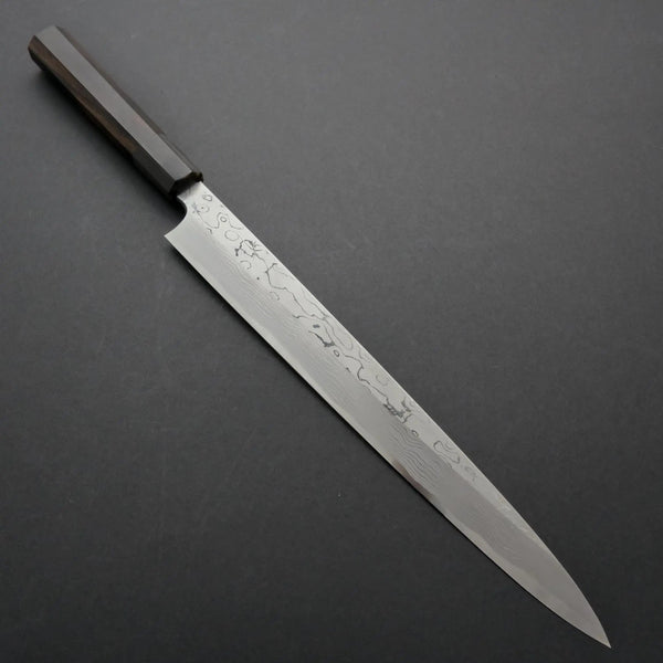 Hitohira Togashi White #1 Damascus Yanagiba 300mm Ebony Handle (Saya) - Tetogi