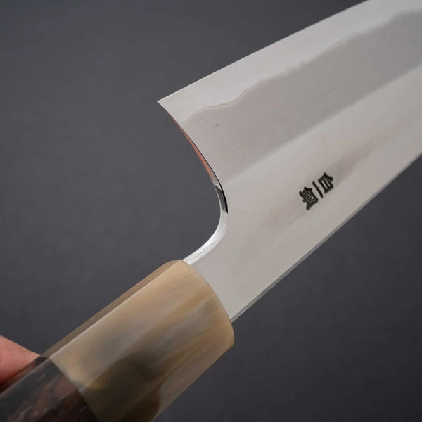 Hitohira Togashi White #1 Stainless Clad Gyuto 210mm Ziricote Handle (Blond Horn) - Tetogi
