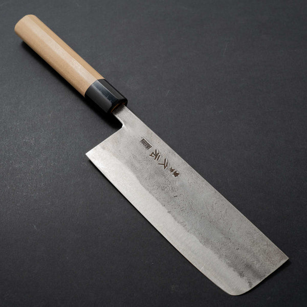 Morihei Hisamoto Blue Super Tsuchime Stainless Clad Nakiri 165mm Ho Wood Handle - Tetogi