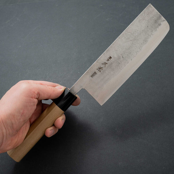 Morihei Hisamoto Blue Super Tsuchime Stainless Clad Nakiri 165mm Ho Wood Handle - Tetogi