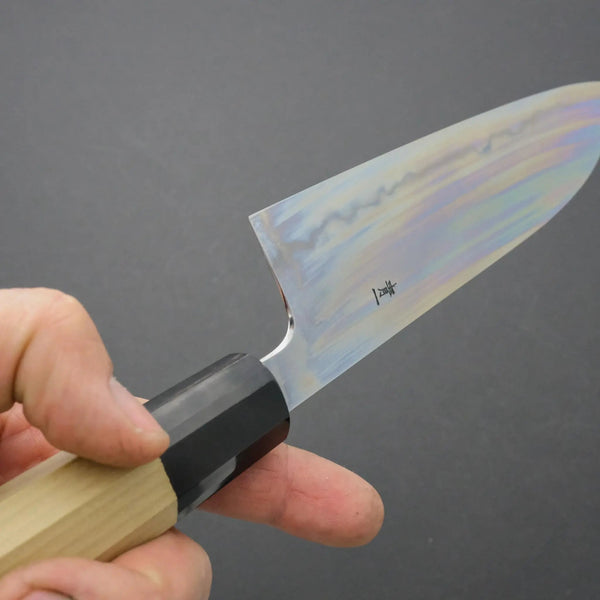 Takada no Hamono Blue #1 Suiboku Santoku 180mm Ho Wood Handle - Tetogi