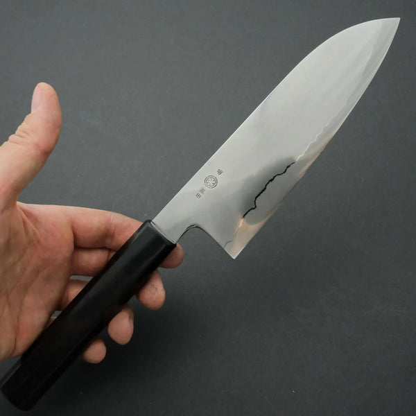 Takada no Hamono Silver #3 Suiboku Santoku 180mm Wood Handle (Extra Thin) - Tetogi