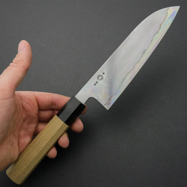 Takada no Hamono White #1 Suiboku Santoku 180mm Ho Wood Handle - Tetogi