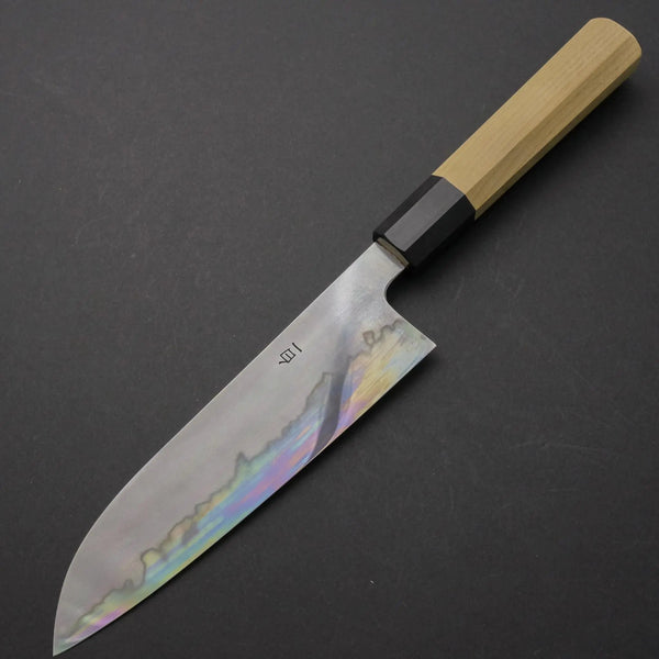 Takada no Hamono White #1 Suiboku Santoku 180mm Ho Wood Handle - Tetogi