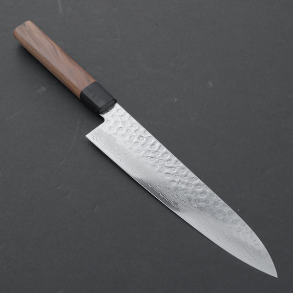 Hitohira HG Tsuchime Damascus Gyuto 210mm Walnut Handle