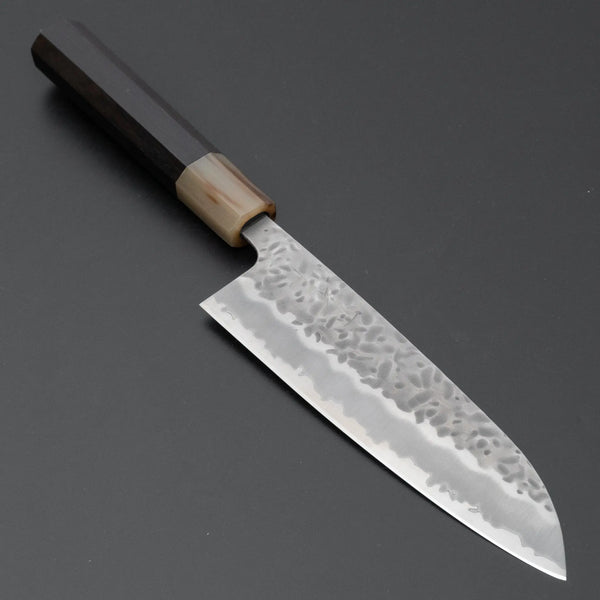 Hitohira Futana White #1 Migaki Tsuchime Santoku 170mm Ebony Handle Product vendor