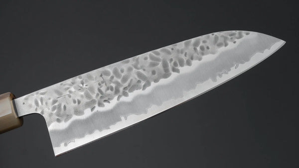 Hitohira Futana White #1 Migaki Tsuchime Santoku 170mm Ebony Handle Product vendor