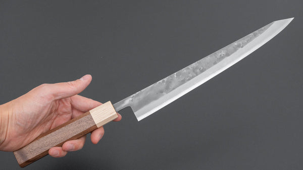 Hitohira TD Blue #2 Stainless Clad Nashiji Sujihiki 270mm Walnut Handle Product vendor