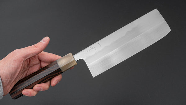Hitohira Togashi White #1 Notaremon Mizu Honyaki Nakiri Taihei Makassar Ebony Handle (#107/ Saya)
