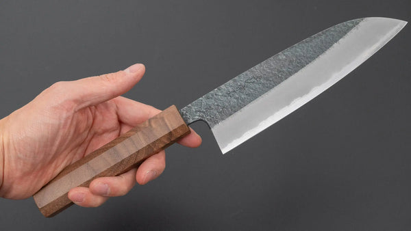 Muneishi Blue #2 Tsuchime Santoku 165mm Walnut Handle Product vendor