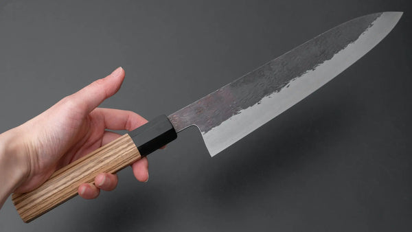 Isamitsu Blue Super Stainless Clad Kurouchi Gyuto 240mm Taihei Zebrawood Handle Product vendor