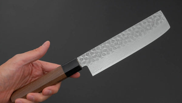 Hitohira HG Tsuchime Damascus Nakiri Walnut Handle Product vendor