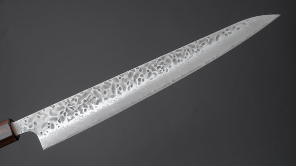 Hitohira Futana Stainless Tsuchime Damascus Sujihiki 270mm Cherry Wood Handle