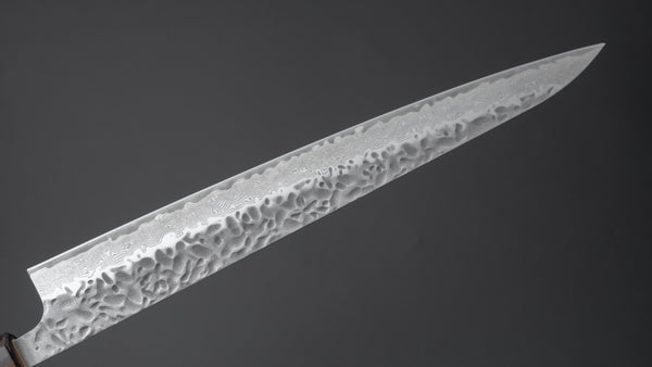 Hitohira Futana Stainless Tsuchime Damascus Sujihiki 270mm Cherry Wood Handle