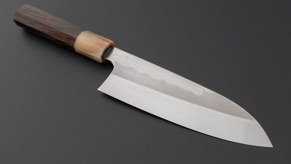 Hitohira Togashi White #1 Notaremon Mizu Honyaki Santoku 180mm Taihei Makassar Ebony Handle (#186/ Saya)