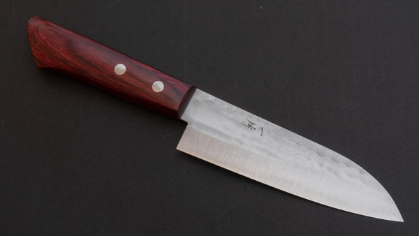 Hitohira NM Tsuchime Santoku 130mm Wine Pakka Handle (No Bolster) Product vendor