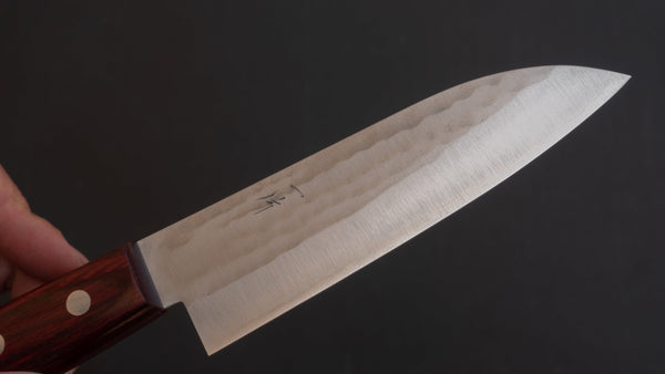 Hitohira NM Tsuchime Santoku 130mm Wine Pakka Handle (No Bolster) Product vendor