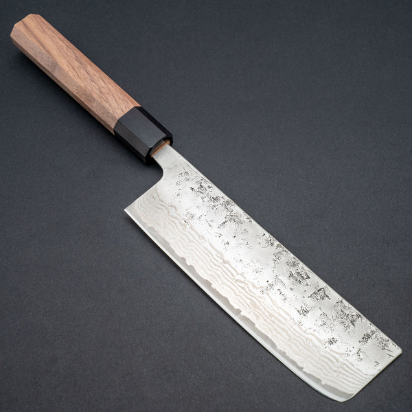 Hitohira Futana Swedish Stainless Nashiji Damascus Nakiri 165mm Walnut Handle