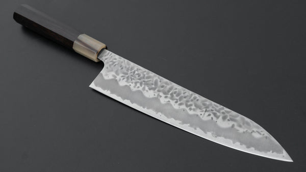 Hitohira Futana White #1 Migaki Tsuchime Gyuto 210mm Ebony Handle