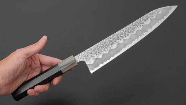 Hitohira Futana White #1 Migaki Tsuchime Gyuto 210mm Ebony Handle