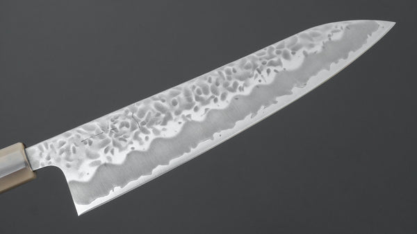 Hitohira Futana White #1 Migaki Tsuchime Gyuto 210mm Ebony Handle