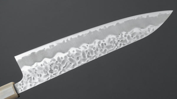 Hitohira Futana White #1 Migaki Tsuchime Gyuto 210mm Ebony Handle
