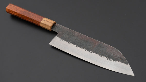 Isamitsu White #1 Stainless Clad Kurouchi Santoku 180mm Wood Handle
