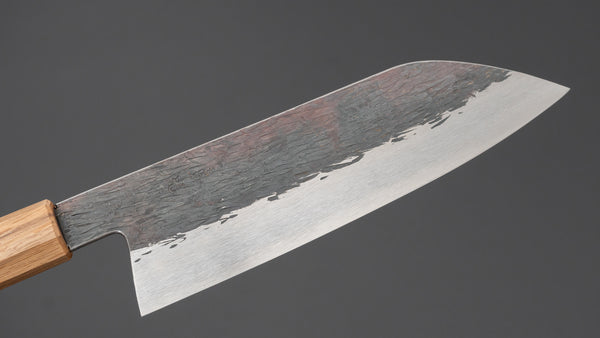 Isamitsu White #1 Stainless Clad Kurouchi Santoku 180mm Wood Handle