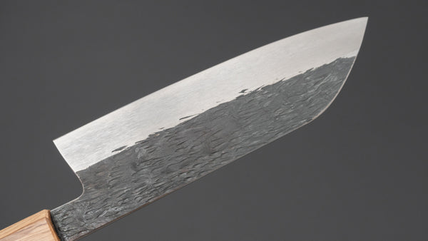 Isamitsu White #1 Stainless Clad Kurouchi Santoku 180mm Wood Handle
