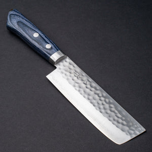 Hitohira NM V10 Tsuchime Damascus Nakiri 130mm Blue Pakka Handle Product vendor