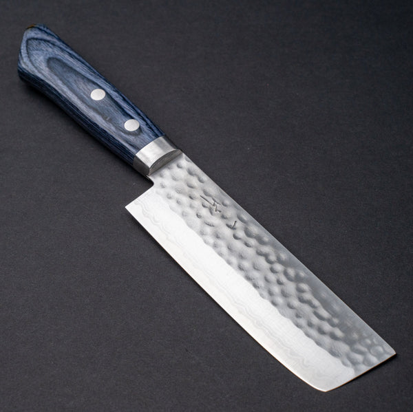 Hitohira NM V10 Tsuchime Damascus Nakiri 130mm Blue Pakka Handle Product vendor