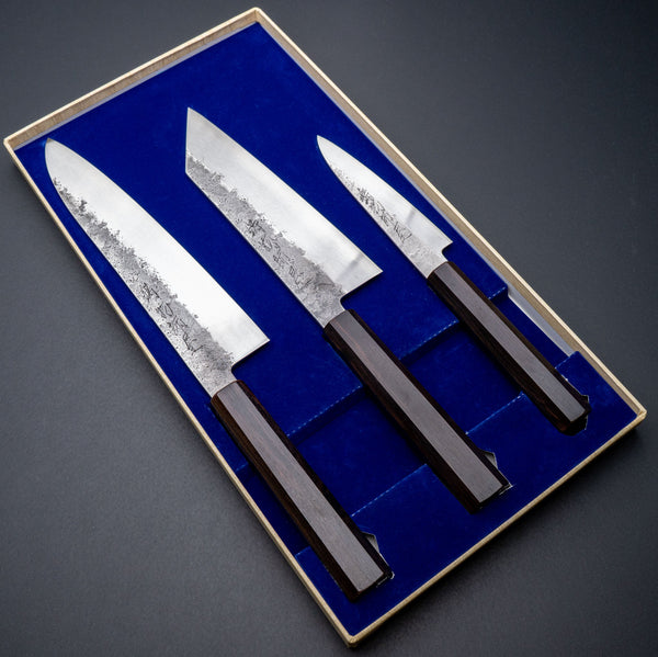 Hitohira Imojiya TH Silver #3 Nashiji Knife Set (Petty 120mm, Bunka 180mm & Gyuto 210mm) Product vendor