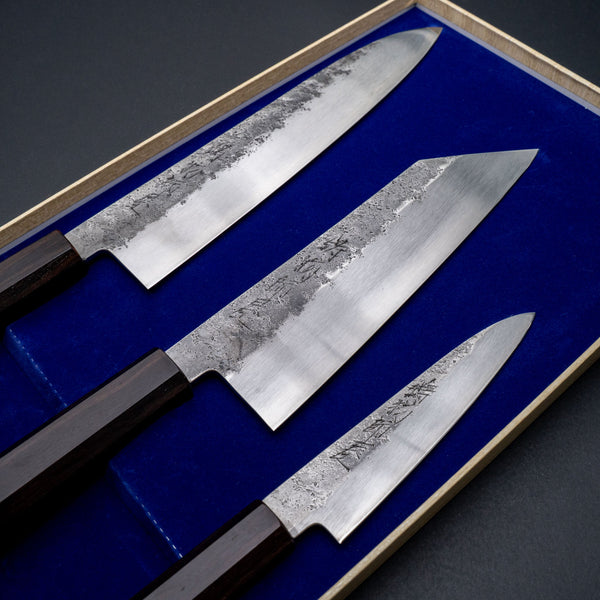 Hitohira Imojiya TH Silver #3 Nashiji Knife Set (Petty 120mm, Bunka 180mm & Gyuto 210mm) Product vendor