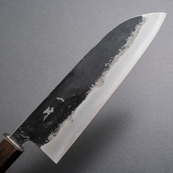 Hitohira Blue #1 Kurouchi Santoku 165mm Walnut Handle - Tetogi