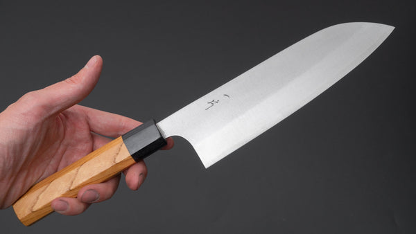 Hitohira Echizen SG2 Santoku 180mm Keyaki Zelkova Handle - Tetogi