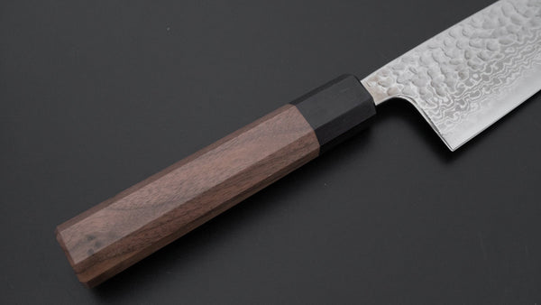 Hitohira Futana S3 Tsuchime Damascus Santoku 170mm Walnut Handle - Tetogi