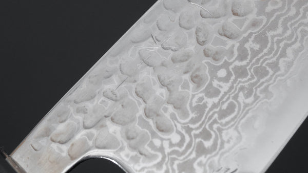 Hitohira Futana S3 Tsuchime Damascus Santoku 170mm Walnut Handle - Tetogi